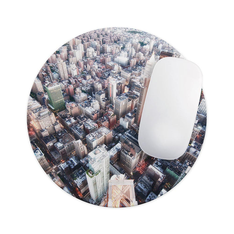 Vintage Aerial Cityscape// WaterProof Rubber Foam Backed Anti-Slip Mouse Pad for Home Work Office or Gaming Computer Desk