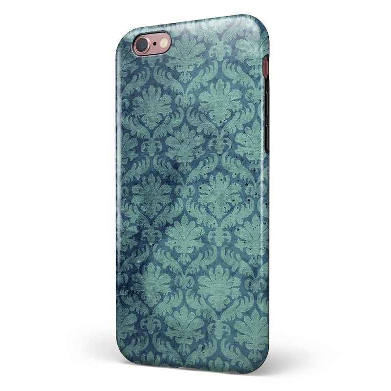 Vintage Aqua Rococo Pattern iPhone 6/6s or 6/6s Plus 2-Piece Hybrid INK-Fuzed Case