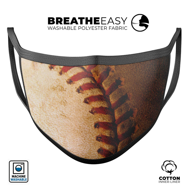 Vintage Baseball Surface V2 - Made in USA Mouth Cover Unisex Anti-Dust Cotton Blend Reusable & Washable Face Mask with Adjustable Sizing for Adult or Child