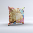 Vintage Blue Butterfly Background ink-Fuzed Decorative Throw Pillow