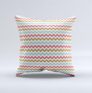 Vintage Brown-Teal-Pink Chevron Pattern Ink-Fuzed Decorative Throw Pillow