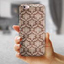 Vintage Brown and Tan Cauliflower Damask Pattern iPhone 6/6s or 6/6s Plus 2-Piece Hybrid INK-Fuzed Case