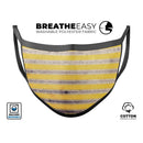 Vintage Brown and Yellow Vertical Stripes - Made in USA Mouth Cover Unisex Anti-Dust Cotton Blend Reusable & Washable Face Mask with Adjustable Sizing for Adult or Child