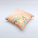 Vintage Coral Floral Ink-Fuzed Decorative Throw Pillow