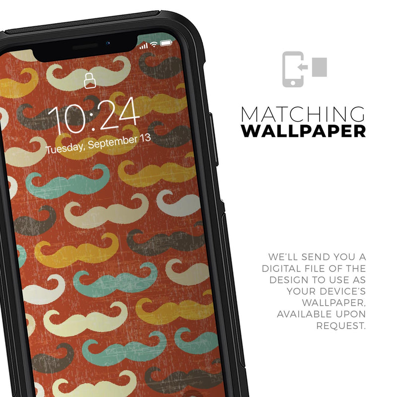 Vintage Dark Red Mustache Pattern - Skin Kit for the iPhone OtterBox Cases