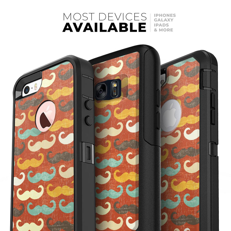 Vintage Dark Red Mustache Pattern - Skin Kit for the iPhone OtterBox Cases