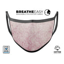 Vintage Faded Magenta Damask Pattern - Made in USA Mouth Cover Unisex Anti-Dust Cotton Blend Reusable & Washable Face Mask with Adjustable Sizing for Adult or Child
