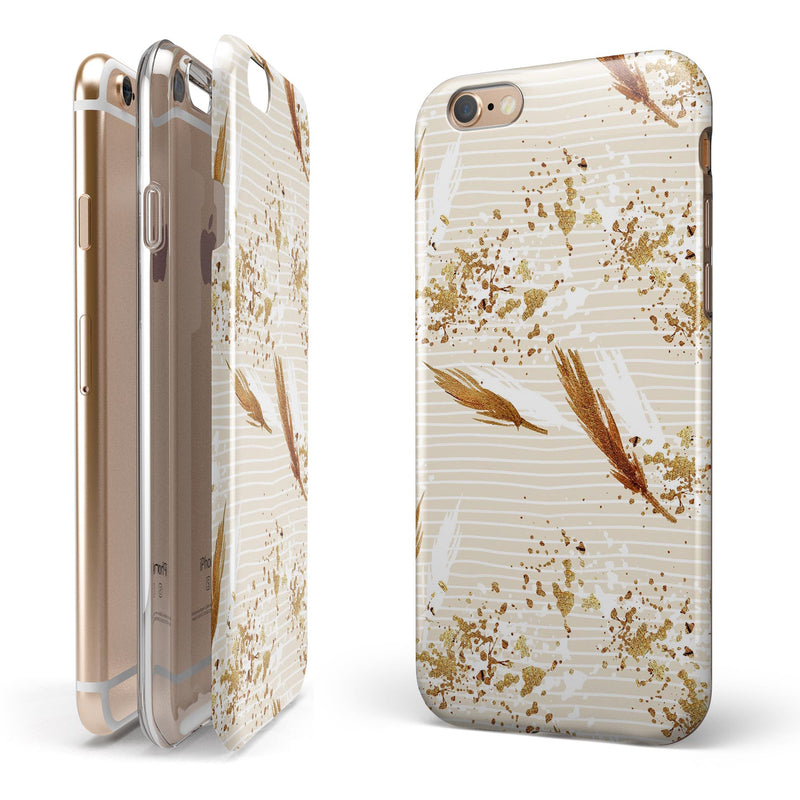 Vintage Flowing Feathers iPhone 6/6s or 6/6s Plus 2-Piece Hybrid INK-Fuzed Case