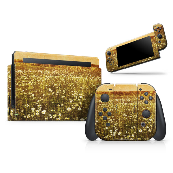 Vintage Glowing Orange Field // Skin Decal Wrap Kit for Nintendo Switch Console & Dock, Joy-Cons, Pro Controller, Lite, 3DS XL, 2DS XL, DSi, or Wii
