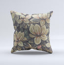 Vintage Green Pastel Flower pattern ink-Fuzed Decorative Throw Pillow