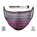 Vintage Green and Purple Verticle Stripes - Made in USA Mouth Cover Unisex Anti-Dust Cotton Blend Reusable & Washable Face Mask with Adjustable Sizing for Adult or Child