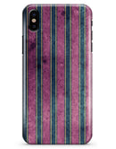 Vintage Green and Purple Verticle Stripes - iPhone X Clipit Case