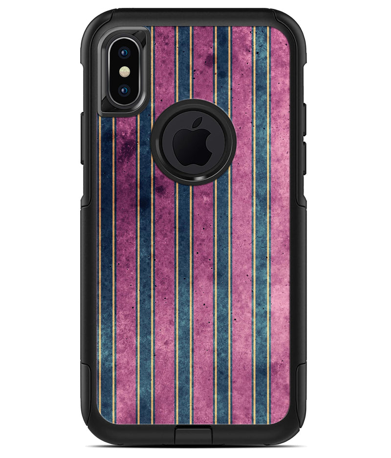 Vintage Green and Purple Verticle Stripes - iPhone X OtterBox Case & Skin Kits