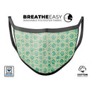Vintage Green and Yellow Oval Pattern - Made in USA Mouth Cover Unisex Anti-Dust Cotton Blend Reusable & Washable Face Mask with Adjustable Sizing for Adult or Child