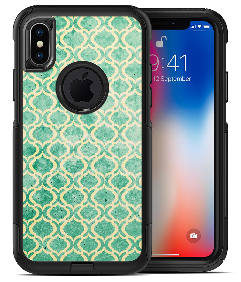 Vintage Green and Yellow Oval Pattern - iPhone X OtterBox Case & Skin Kits