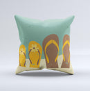 Vintage His & Her Flip Flops Beach Scene ink-Fuzed Decorative Throw Pillow
