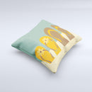 Vintage His & Her Flip Flops Beach Scene ink-Fuzed Decorative Throw Pillow
