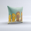 Vintage His & Her Flip Flops Beach Scene ink-Fuzed Decorative Throw Pillow