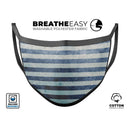 Vintage Navy and White Vertical Stripes - Made in USA Mouth Cover Unisex Anti-Dust Cotton Blend Reusable & Washable Face Mask with Adjustable Sizing for Adult or Child