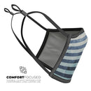 Vintage Navy and White Vertical Stripes - Made in USA Mouth Cover Unisex Anti-Dust Cotton Blend Reusable & Washable Face Mask with Adjustable Sizing for Adult or Child
