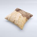 Vintage Paper-Wrapped Wood Planks ink-Fuzed Decorative Throw Pillow