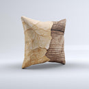 Vintage Paper-Wrapped Wood Planks ink-Fuzed Decorative Throw Pillow