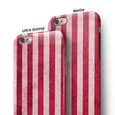 Vintage Pink and Red Verticle Stripes iPhone 6/6s or 6/6s Plus 2-Piece Hybrid INK-Fuzed Case