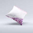 Vintage Purple Curves with Floral Design ink-Fuzed Decorative Throw Pillow