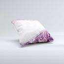 Vintage Purple Curves with Floral Design ink-Fuzed Decorative Throw Pillow
