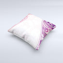 Vintage Purple Curves with Floral Design ink-Fuzed Decorative Throw Pillow