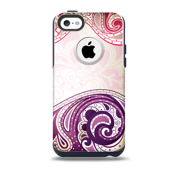 Vintage Purple Curves with Floral Design Skin for the iPhone 5c OtterBox Commuter Case