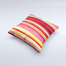 Vintage Red & Yellow Grunge Striped Ink-Fuzed Decorative Throw Pillow