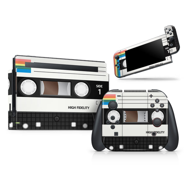 Vintage Retro Audio Cassette Tape V1 // Skin Decal Wrap Kit for Nintendo Switch Console & Dock, Joy-Cons, Pro Controller, Lite, 3DS XL, 2DS XL, DSi, or Wii