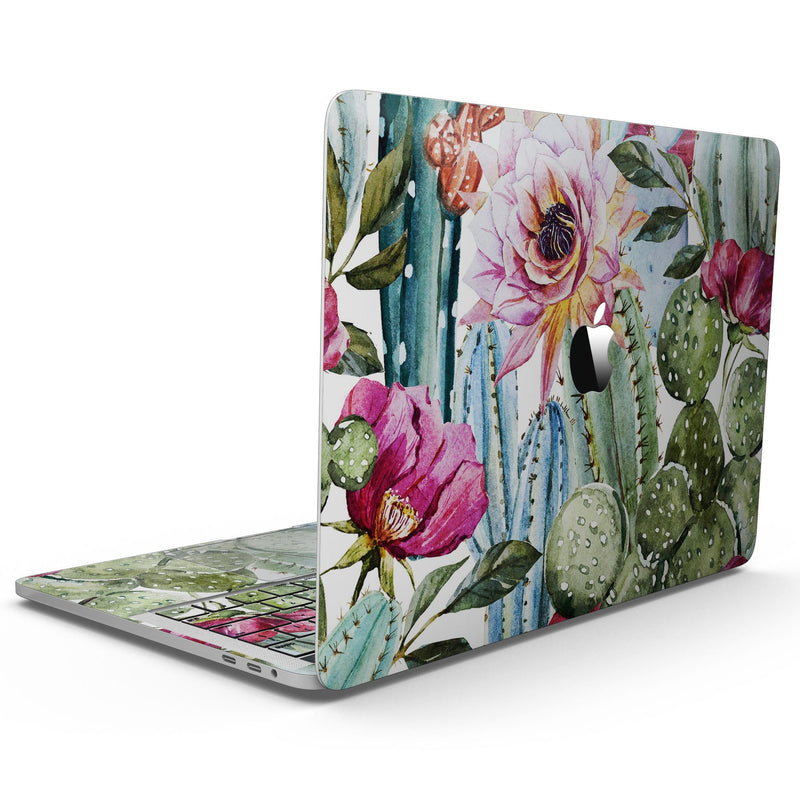 MacBook Pro with Touch Bar Skin Kit - Vintage_Watercolor_Cactus_Bloom-MacBook_13_Touch_V9.jpg?
