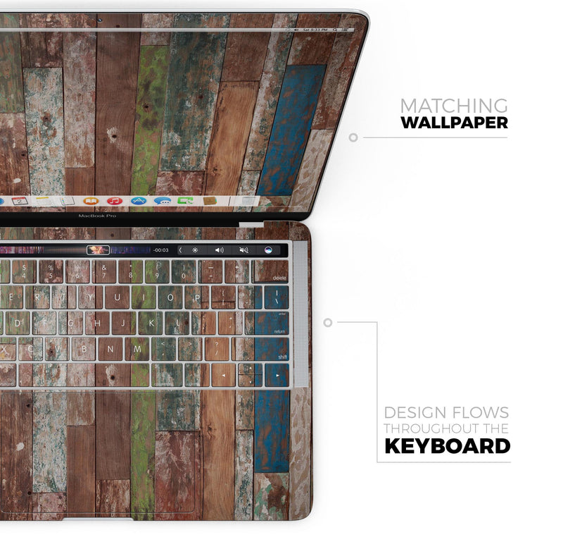 Vintage Wood Planks - Skin Decal Wrap Kit Compatible with the Apple MacBook Pro, Pro with Touch Bar or Air (11", 12", 13", 15" & 16" - All Versions Available)