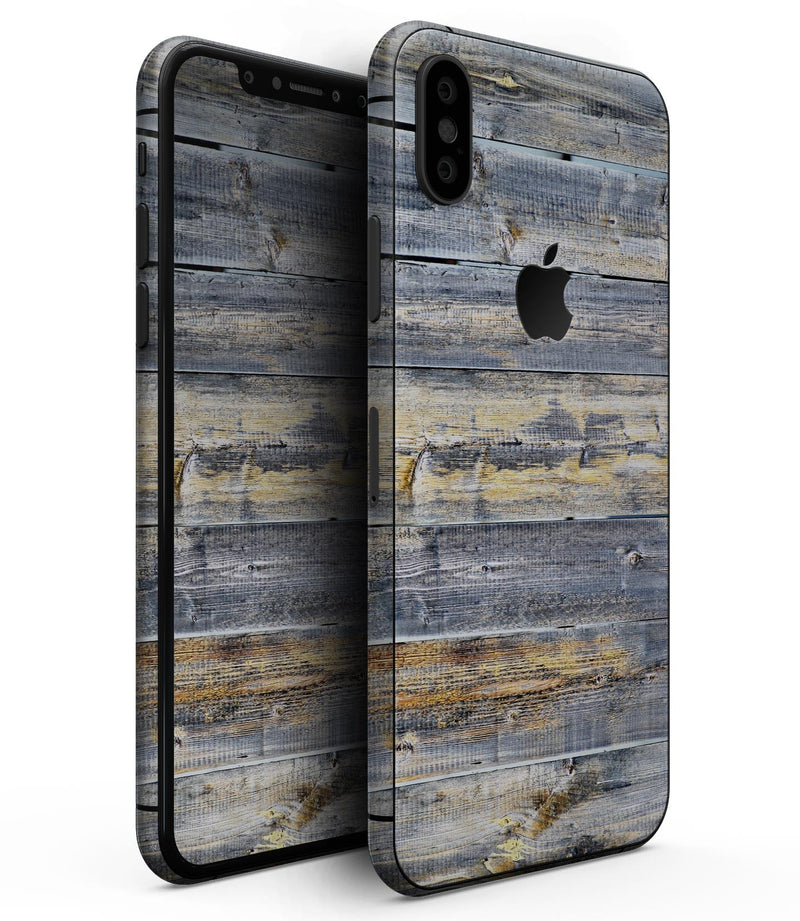 Vintage Wooden Planks with Yellow Paint - iPhone XS MAX, XS/X, 8/8+, 7/7+, 5/5S/SE Skin-Kit (All iPhones Available)