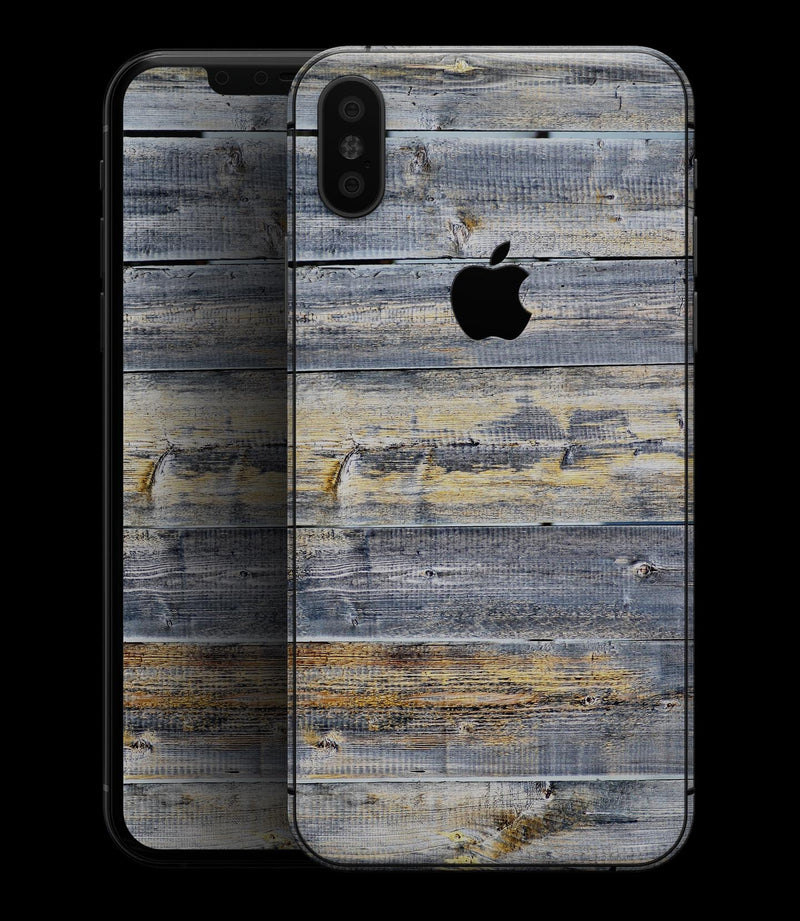 Vintage Wooden Planks with Yellow Paint - iPhone XS MAX, XS/X, 8/8+, 7/7+, 5/5S/SE Skin-Kit (All iPhones Available)