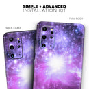 Violet Glowing Nebula - Skin-Kit for the Samsung Galaxy S-Series S20, S20 Plus, S20 Ultra , S10 & others (All Galaxy Devices Available)