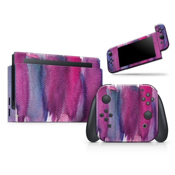 Violet Mixed Watercolor // Skin Decal Wrap Kit for Nintendo Switch Console & Dock, Joy-Cons, Pro Controller, Lite, 3DS XL, 2DS XL, DSi, or Wii