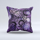 Violet with Black Highlighted Spirals ink-Fuzed Decorative Throw Pillow