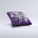 Violet with Black Highlighted Spirals ink-Fuzed Decorative Throw Pillow