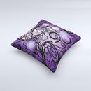 Violet with Black Highlighted Spirals ink-Fuzed Decorative Throw Pillow