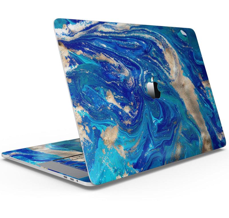 Vivid Blue Gold Acrylic - Skin Decal Wrap Kit Compatible with the Apple MacBook Pro, Pro with Touch Bar or Air (11", 12", 13", 15" & 16" - All Versions Available)