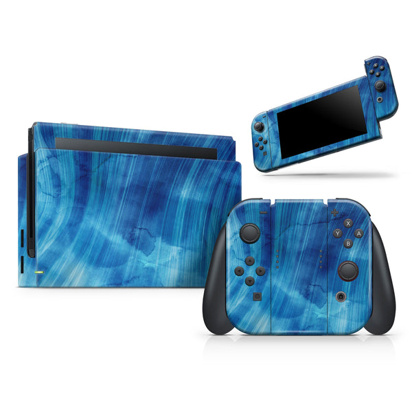 Vivid Agate Vein Slice Blue V10 // Skin Decal Wrap Kit for Nintendo Switch Console & Dock, Joy-Cons, Pro Controller, Lite, 3DS XL, 2DS XL, DSi, or Wii