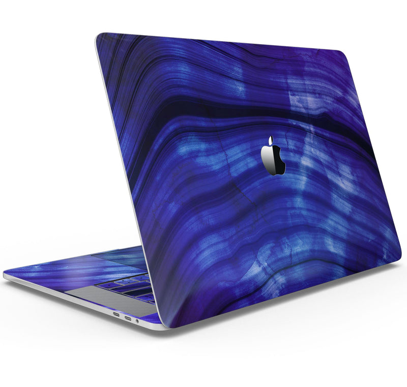 Vivid Agate Vein Slice Blue V11 - Skin Decal Wrap Kit Compatible with the Apple MacBook Pro, Pro with Touch Bar or Air (11", 12", 13", 15" & 16" - All Versions Available)