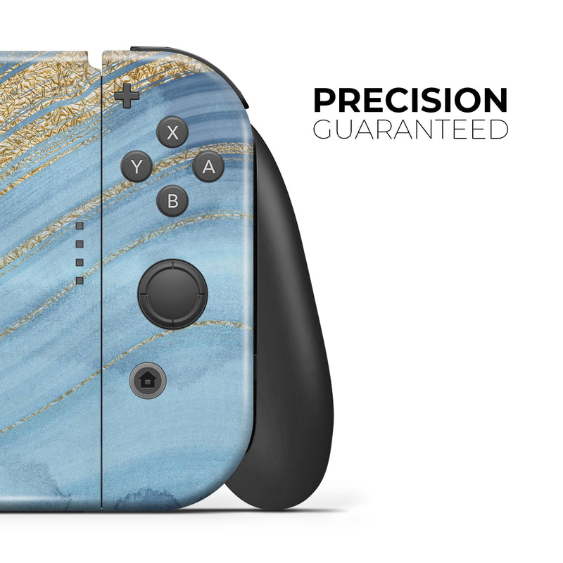 Vivid Agate Vein Slice Blue V12 // Skin Decal Wrap Kit for Nintendo Switch Console & Dock, Joy-Cons, Pro Controller, Lite, 3DS XL, 2DS XL, DSi, or Wii