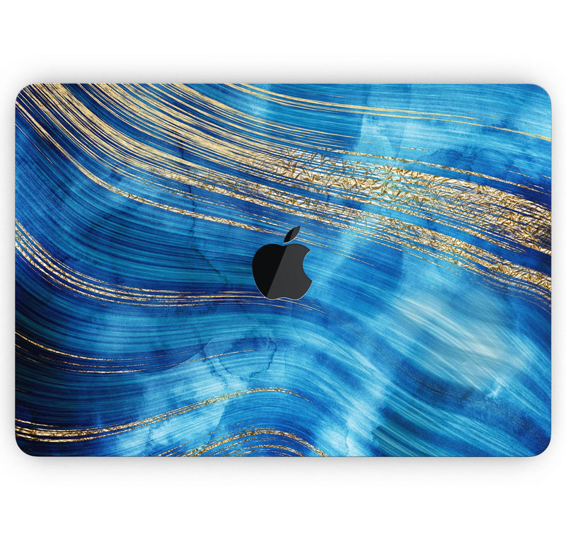 Vivid Agate Vein Slice Blue V1 - Skin Decal Wrap Kit Compatible with the Apple MacBook Pro, Pro with Touch Bar or Air (11", 12", 13", 15" & 16" - All Versions Available)