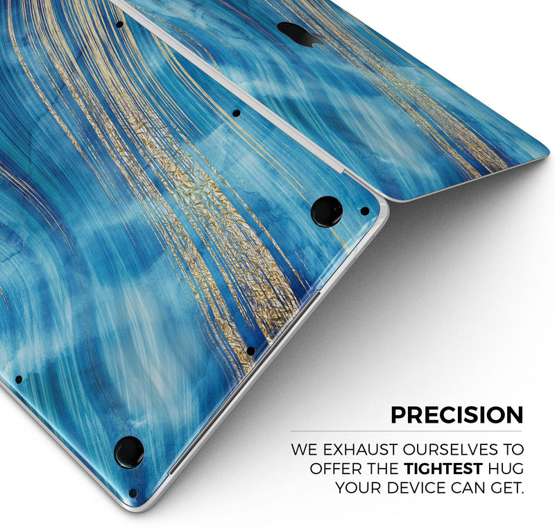 Vivid Agate Vein Slice Blue V1 - Skin Decal Wrap Kit Compatible with the Apple MacBook Pro, Pro with Touch Bar or Air (11", 12", 13", 15" & 16" - All Versions Available)