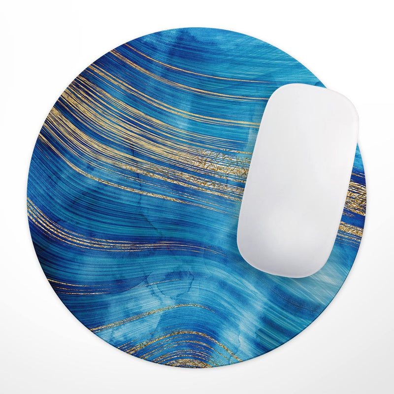 Vivid Agate Vein Slice Blue V1// WaterProof Rubber Foam Backed Anti-Slip Mouse Pad for Home Work Office or Gaming Computer Desk