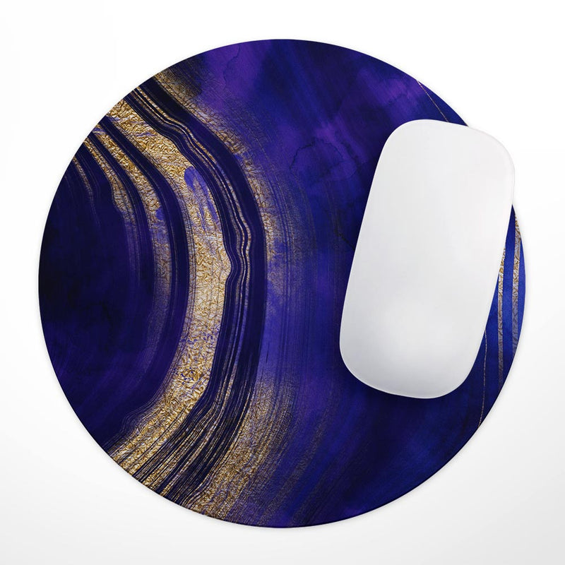 Vivid Agate Vein Slice Blue V2// WaterProof Rubber Foam Backed Anti-Slip Mouse Pad for Home Work Office or Gaming Computer Desk